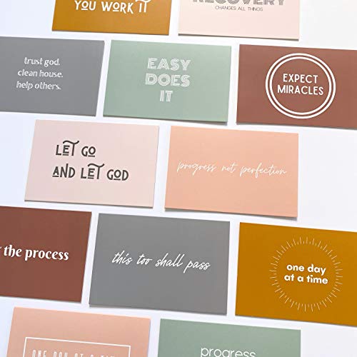 Image of Sobriety & Recovery Encouragement Assorted Card Pack - Pack of 24 - Anniversary, Congratulations, Spirituality Cards - 2 of Each with Envelopes, Positivity Cards