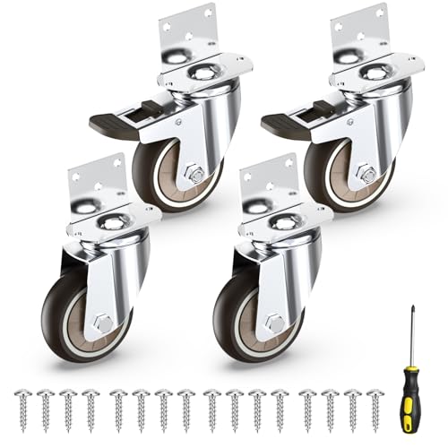 HOLKIE 3 Inch Caster Wheels Heavy Duty with Thickened L Shaped...