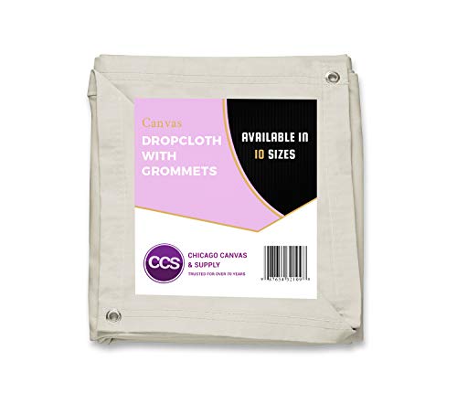 CCS CHICAGO CANVAS & SUPPLY 12 oz Canvas Cotton Drop Cloth (15 by 15 feet, Natural with Grommets) CCS CHICAGO CANVAS & SUPPLY 12 oz Canvas Cotton Drop Cloth (15 by 15 feet, Natural with Grommets)