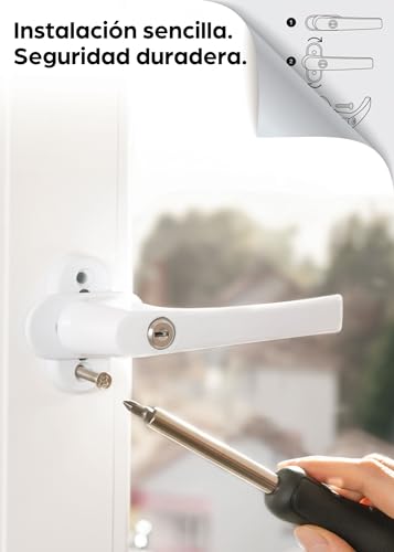 Miniatura 5 de Prowiste 4 Manilla Ventana Oscilobatiente - Manilla Con Llave - Cerradura De Ventana Para Niños, Incluso Ventanas Oscilantes - Seguridad Infantil - Instalación Fácil