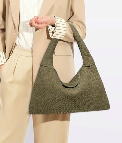 Slouchy Woven Suede Hobo Bags Women Trendy Suede Tote Bag Purse Shoulder Satchel Work Bag Top Handle Vintage Satchels Handbag2