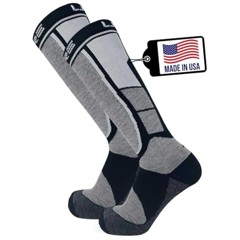Pure Athlete Alpaca Wool Ski Socks - Made in USA, Winter Weather Lightweight Skiing and Hunting Socks for Men and Women (L, 2 Pairs - Black) Cover