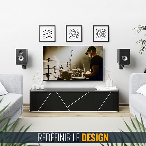 RICOO Soporte Altavoz para Pared Giratorio Inclinable Brazo para bafles WLAN airplay Speaker Wall-Mount Universal LH023-B Negro 2 Piezas - imagen 2