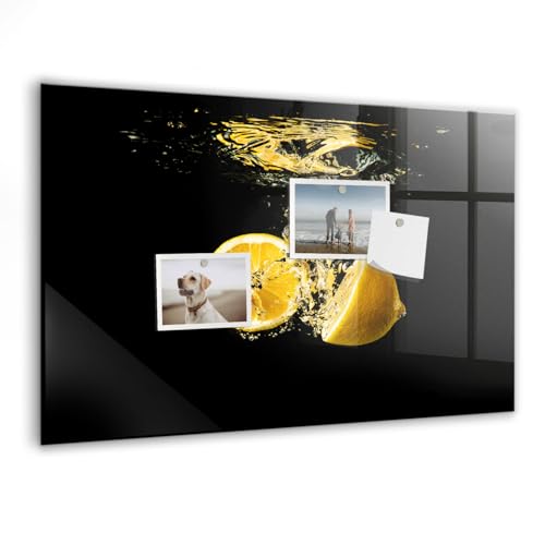 Tableau magnétique en verre citrons 60x40cm avec aimants pour bureau