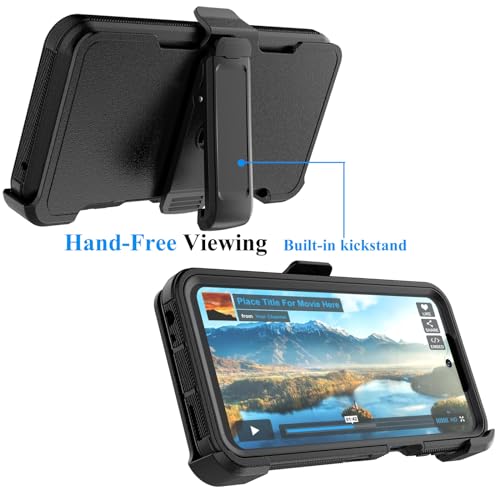 Njjex Rugged Case for Moto G Power 5G 2024, for Motorola G Power 5G 2024 Case with Belt Clip Holster, Built-in Screen Protector Heavy Duty Locking Swivel Holster Kickstand Hard Phone Cover [Black] - Thumbnail 3