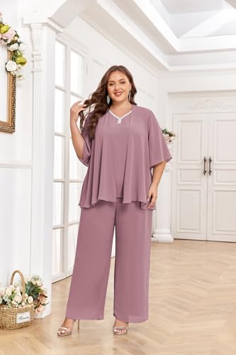 Hanna Nikole Pant Suits for Women Dressy Mother of The Bride 3 Piece Sets Wedding Chiffon Guest Outfit2