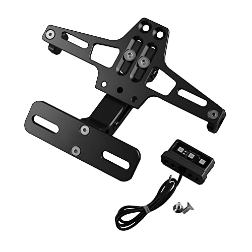CENPEK Support de plaque d'immatriculation de moto réglable en aluminium avec lumière LED pour R25 R3 MT03 MSX