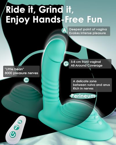 Image of Riding Grinding Thrusting Dildo Vibrator - Remote Control Sex Grinders with 9 Thrusts & Vibrations for Clit Perineum G Spot Stimulation, Women Female Couples Sex Toys Adult Toys & Games Dildos