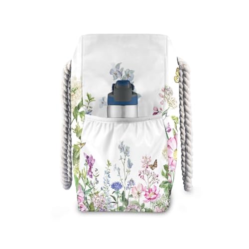 Image of Beach Tote Bags for Women, Turtle Flower Starfish Large Beach Shoulder Bag Pool Bags Purse