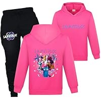 Duoxinbos KPOP Huntrix Tracksuit Girls Vintage Y2k Hoodies Huntr/X Hip Hop Streetwear Fashion Kids Long Sleeve & Pants Sets Rumi Mira Zoey Printed Sweatshirt Back to School
