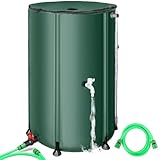 100 Gallon Collapsible Rain Barrel, SKM Portable Rain Water Collection Barrel for Garden/Outside/Lawn, PVC Rainwater Collection System Water Tank Storage Container with Spigots & Overflow Kit, Green
