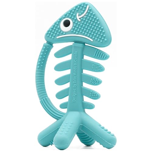 Image of 3 in 1 Infant Toys, Baby Teething Toys 3–6 6–12 Months, Teethers for Babies 0–3–6–12 Months for Teething Relief, Baby Gift, Baby Teether Toys, Silicone Sensory Toys, USA Patent Pending, Fish Turquise