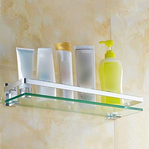 Preisvergleich Produktbild AINIYF Badezimmer Regal Ausgeglichenes Glas mit Handtuchhalter Wand befestigter Dusche Lagerung AluminumBrushed Silver Finish (Tier 1 Glasregal) / 28~31.5 Zoll (Size : 80cm)