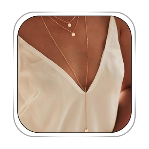 Fdesigner Fashion Layered Long Necklace Coin Pendant Necklaces Chain Charm