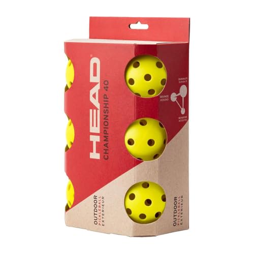 Balles de pickleball Penn 40 Outdoor HEAD 557021 pack de 6 pour terrain extérieur