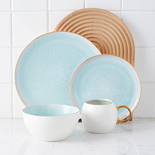Stone Lain Josephine Formal Porcelain Dinnerware, Set Of 4, Blue, White And Gold 16-Piece #TOP2