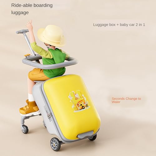 Kids Ride-On Suitcase with Seat,Large Capacity Rolling Travel Luggage, 20 inches,Foldable Durable ABS+PC Bag.2