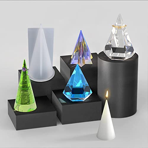 Ring Cone Resin Molds - 6Pcs Faceted Ring Holder Silicone Molds For Epoxy Resin, Pyramid Silicone Resin Molds For Jewelry Display Stand, Candle Making, Home Decor, Diy Craft #TOP3