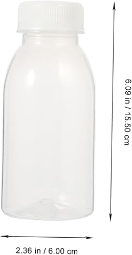 Miniatura 4 de Hemoton Botellas de almacenamiento de botellas de bebidas transparentes para jugo, botellas de jugo vacías, botellas de leche transparentes con tapas