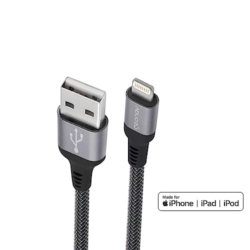 Geonav Cabo iPhone, iPad, iPod Lightning conector original Mfi Apple, nylon trançado reforçado, 2MT,
