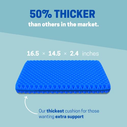 Saturay Extra Thick 2.4" Gel Seat Cushion - Hip, Tailbone, Sciatica, Pressure Sores - Wheelchair, Desk, Car Seat Pad - Gel Seat Cushions For Pressure Relief - Office Seat Cushion #TOP1