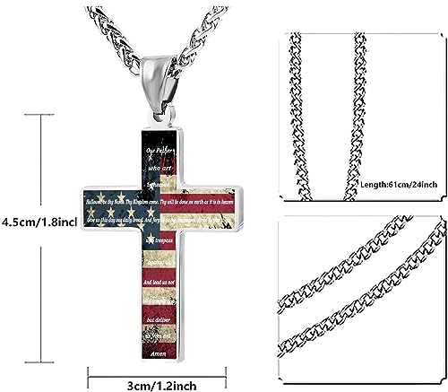 American Flag Bible Cross Pendant Necklace Christian Religious Jewelry Men's Women's2