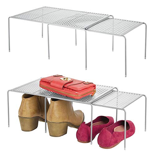 mDesign Juego de 4 organizadores de armarios – Estantería metálica apilable para...