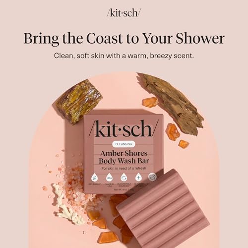 Image of Kitsch Amber Shores Body Wash Bar Soap - Hydrating Skin Care, Body Wash Women Cleanser, Glycerin Soap - Paraben, Phthalates & Sulfate Free for Pure & Safe Cleansing - Made in USA, 4 oz