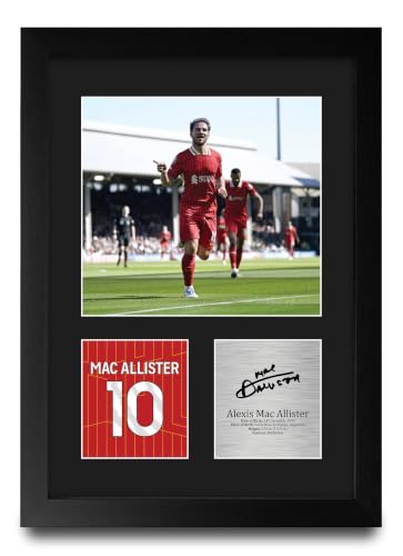 Cuadro Alexis Mac Allister Liverpool regalo futbolero enmarcado A4 coleccionistas