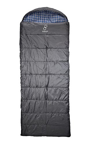 Sakari Sisu Sleeping Bag - 3 Season Envelope Sleeping Bag; Compression Sack and Carabiner Included