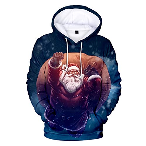 Preisvergleich Produktbild PPangUDing Weihnachten Kapuzenpullover Herren 2019 Neue Langarm 3D Digitaldruck Drawstring Weihnachtsmotiv Sweatshirt Outwear,Neuheit Unisex Herbst Winter Casual Mit Taschen Weihnachten Kostüme