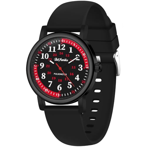 Montre d'infirmière analogique noire 24h avec cadran rotatif pour le personnel soignant