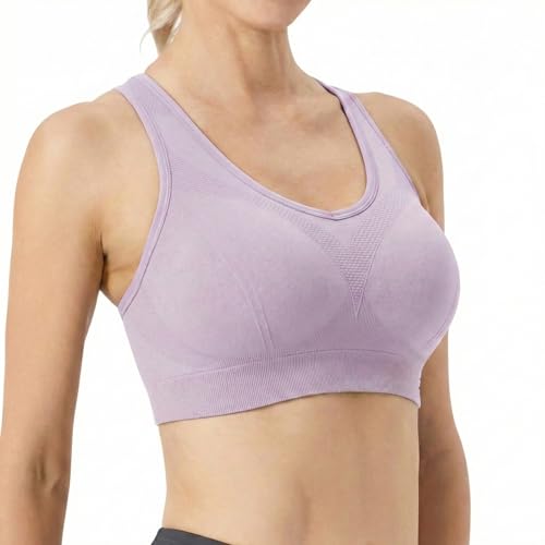 Image of FITTIN Supportive Sports Bras for Women: Padded Racerback for Yoga Workout | Full Coverage No Bounce Zero-Pressure Comfort Wide Strap Seamless for Pilates Gym - for C-DDD Cups Plus Size Large Bust Women