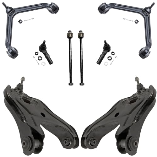 Image of Detroit Axle - RWD 8pc Front End Suspension Kit for 2002-2005 Dodge Ram 1500, 4 Upper Lower Control Arms with Ball Joints Assembly 4 Inner Outer Tie Rods 2003 2004 Replacement