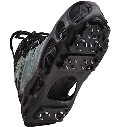 Ice Cleats Snow Walk Traction Cleats Crampon for Walking on Snow and Ice Upgrade 28 Studs Non-Slip Overshoe Rubber Anti Slip Crampons Slip-on Stretch Footwear