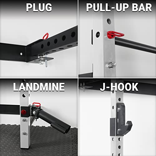 Mikolo Folding Squat Rack,800Lbs Capacity Wall Mounted Power Rack with Pull Up Bar, J Cups, Space Saving Home Gym Equipment (White)