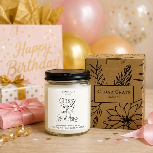 Image of CEDAR CRATE MARKET - Funny Candles for Women Adult Humor - Classy Sassy - Best Friend Birthday Gift for Who Have Everything, Retirement, Woman Coworker, Girlfriend, 100% Soy Wax, Handmade in USA