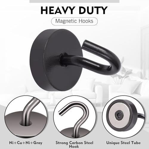 Image of Neosmuk Magnetic Hooks Steel Tube Design for Cruise,40lb+ Grey,10 Pack