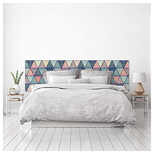 MEGADECOR Cabecero Cama PVC Decorativo Económico Diseño Geométrico de Triángulos Estampados Varias Medidas (150 cm x 60 cm)