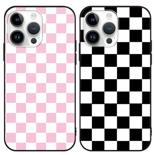Coque iPhone 15 Pro antichoc Funda : lot de 2 protections silicone souple anti-rayures rose et noir