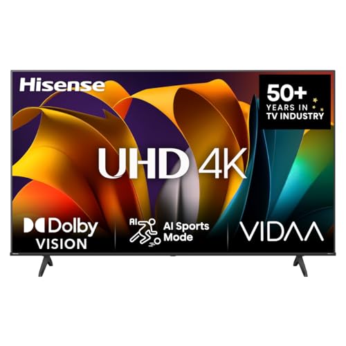 Hisense 85E6NT 214,78cm (85 Zoll) Fernseher, 4K UHD Smart TV, Precision Colour, HDR, Dolby Vision, 60Hz, Triple Tuner DVB-C/S/S2/T/T2, WiFi, HDMI 2.1, Bluetooth, Alexa Built-in, Schwarz, [2024]