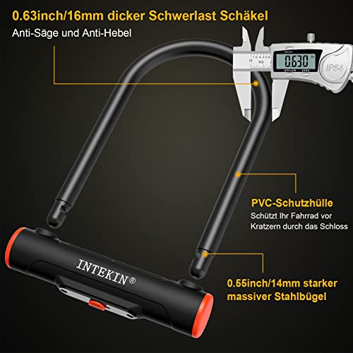 INTEKIN Lucchetto per bicicletta da 16 mm, con