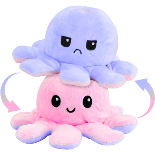 Storio Toy Octopus Plushie Reversible Soft Toys for Kids | Plush Soft Toys for Baby Boys and Girls| Best Gift | Octopus Soft Toy for Kids -Blue Pink (Image - 1)