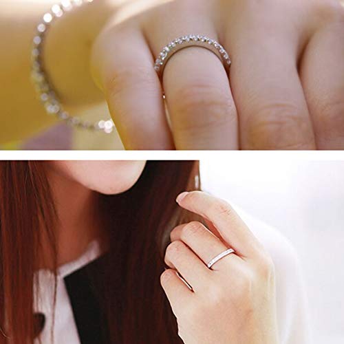 DesirePath S925 Sterling Silver Ring Engagement Ring for Women Fashion Single Row Drill Ring