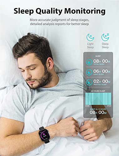 1.91'' Smart Watch For Men Women, Answer/Make Call, 50+ Sports Modes, Fitness Tracker With Spo2/Heart Rate/Sleep Monitor, Voice Assistant, Music And More, Smartwatch For Iphone Ios Android (Black) #TOP5