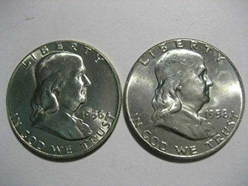 FRANKLIN HALF DOLLAR SILVER, PAIR 1956 & 1958- TWO TOUGH...