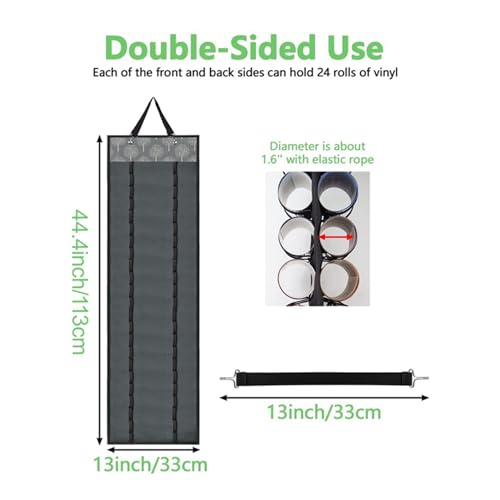 Porte-rouleau en vinyle suspendu gris arbre avec 48 compartiments de rangement - 8