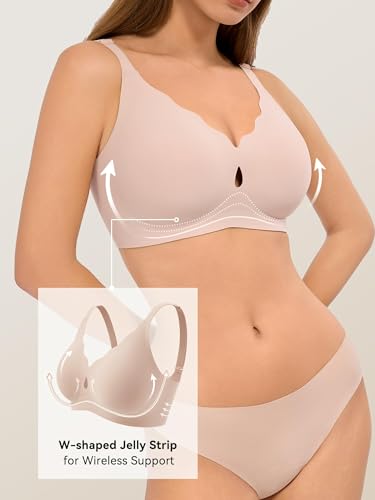 Image of LUCKMEEY Bras for Women No Underwire Wave Push Up Wireless Bra Seamless Bras Full Coverage Bralettes Lift Everyday Bras