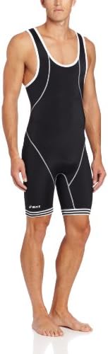 ASICS Men's Snap Down Wrestling Singlet, Black/White, Large