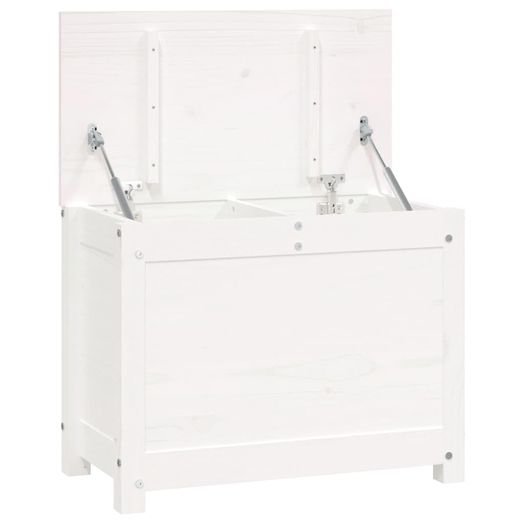 vidaXL Solid Wood Pine Storage Box Home Hallway Storage Chest Blanket Kissen Box Tool Chest Organiser Storage Case Trunk White 60x32x45.5 cm